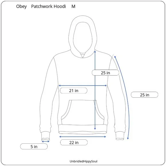 Obey Plaid Patchwork Oversized Relaxed Fit Soft Hoodie Size M - Picture 14 of 14